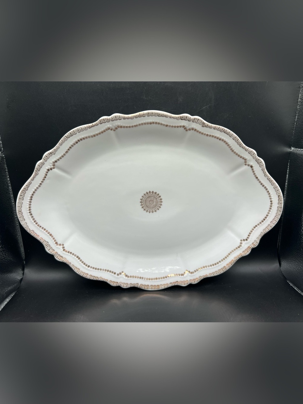 VTG O &E.G Royal Austria Porcelain White & Gold 13” Oval Serving Platter Ornate